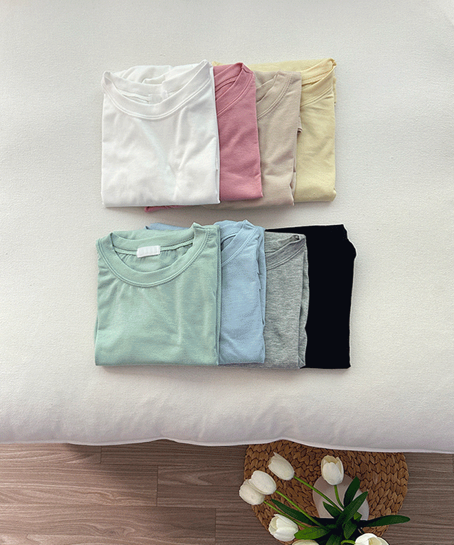 [1+1] 여자 라운드 긴팔 티셔츠 [8color]